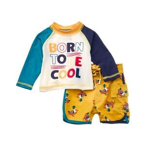 Sovereign Code Baby-Boys  2Pc Rashguard Top & Cruise Swim Trunk Set, White